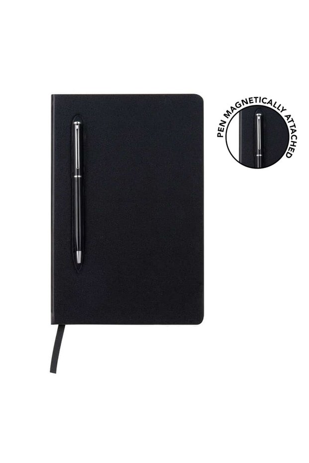 Campina - A5 Hard Cover Notebook with Metal Pen - Black