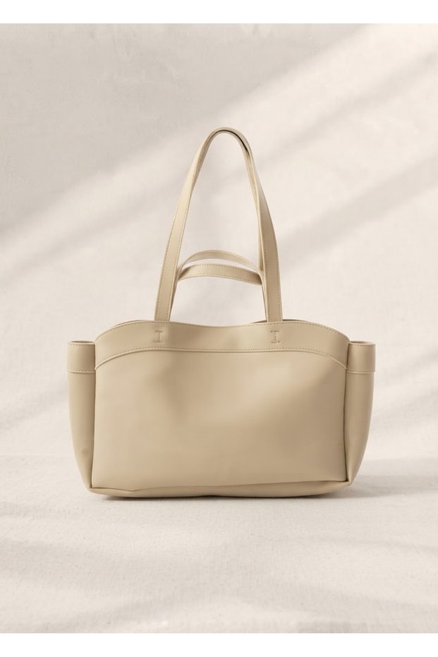 Faux Leather Women's Hand and Shoulder Bag with Makeup Bag