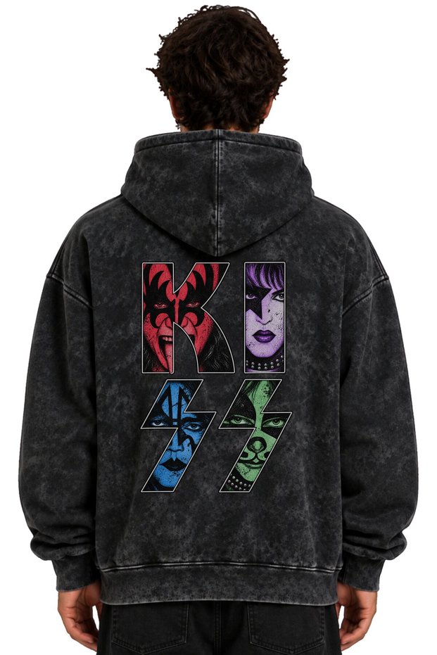 Kiss Rock Metal Music Band Printed Unisex Oversize Washable Hoodie Sweatshirt