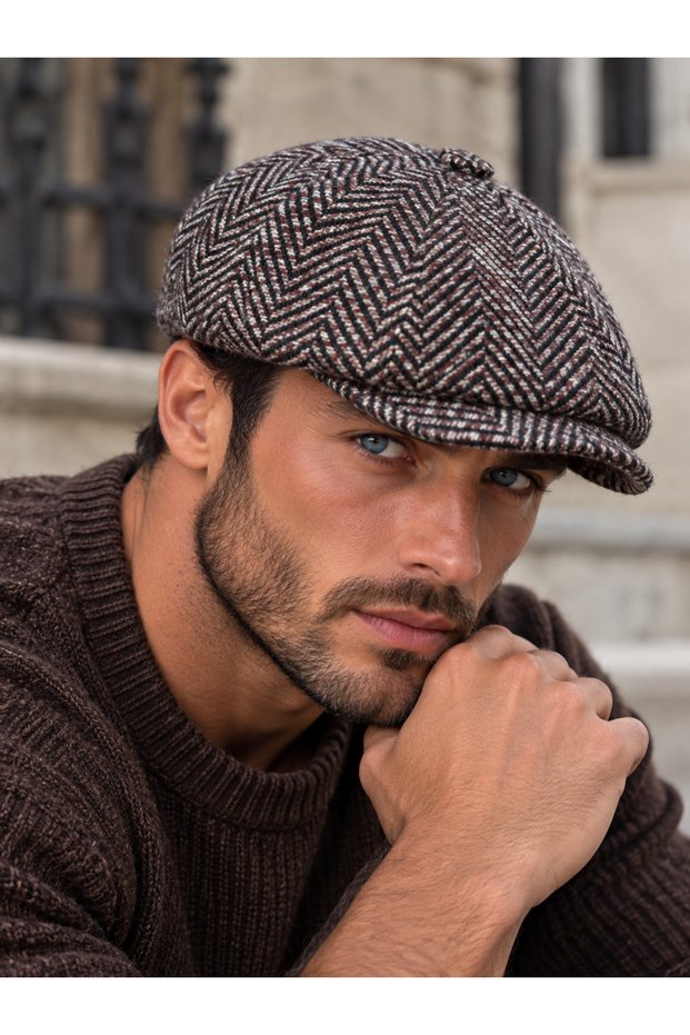 Deep fishbone winter beanie hat british style beanie hat with elastic back