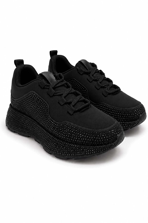 Black Stone Platform Orthopedic Four Centimeter Sole Heel Spur Supported Sports Shoes