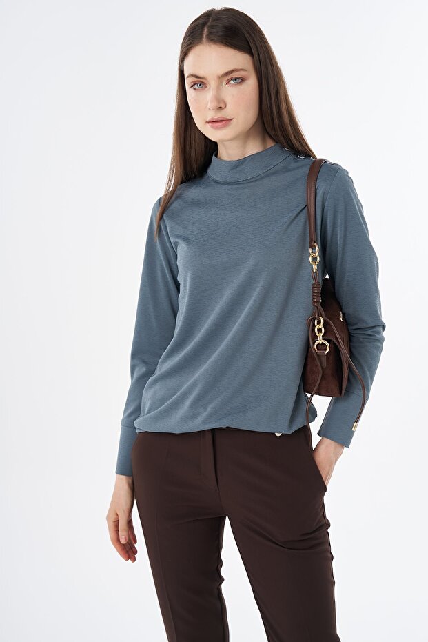 Button Detailed Blouse Petrol