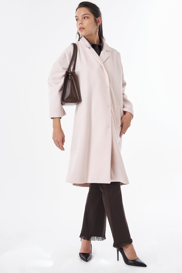 Men's Collared Cashmere Coat Powder