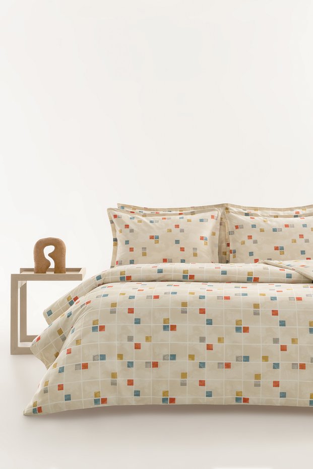 Tyros 100% Cotton Single Duvet Cover Set - Beige