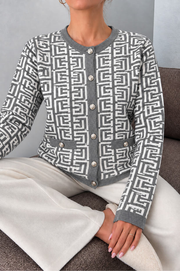 Women's Soft Yarn Detailed Jacket with Soft Button Detail