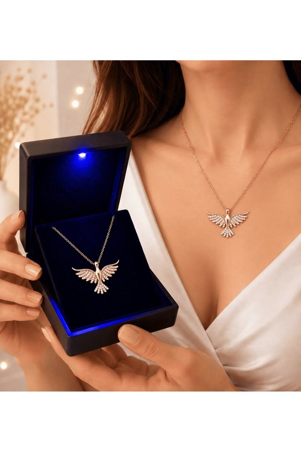Emerald Phoenix Zircon Stone Women's Necklace with Premium Light Box