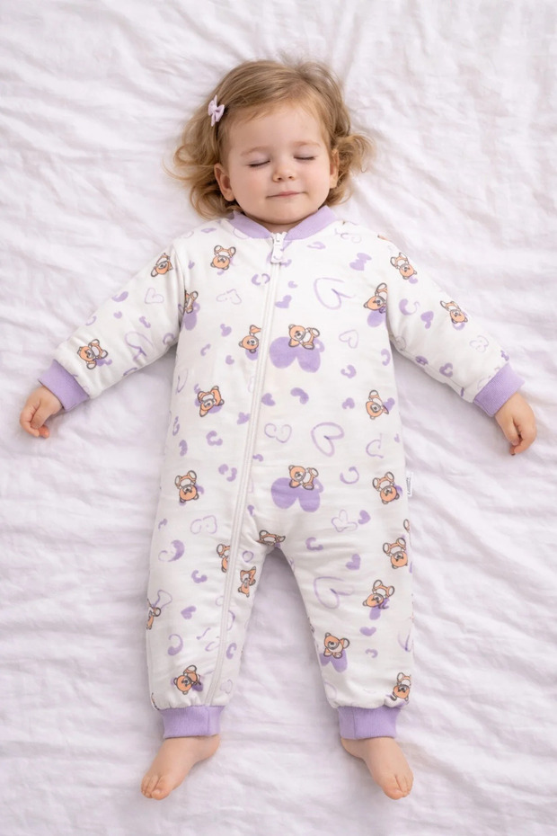 Girl's Sleeping Bag 2 Tog Cotton Zippered Printed 1-3 Years Old
