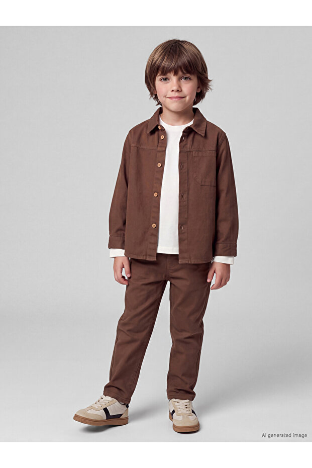 Brown Gabardine Boys' 3-Piece Suit