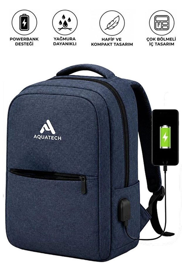 ®   Navy Blue Laptop Backpack, Notebook Bag with Computer-Protected Internal Compartment, Organizer Pocket