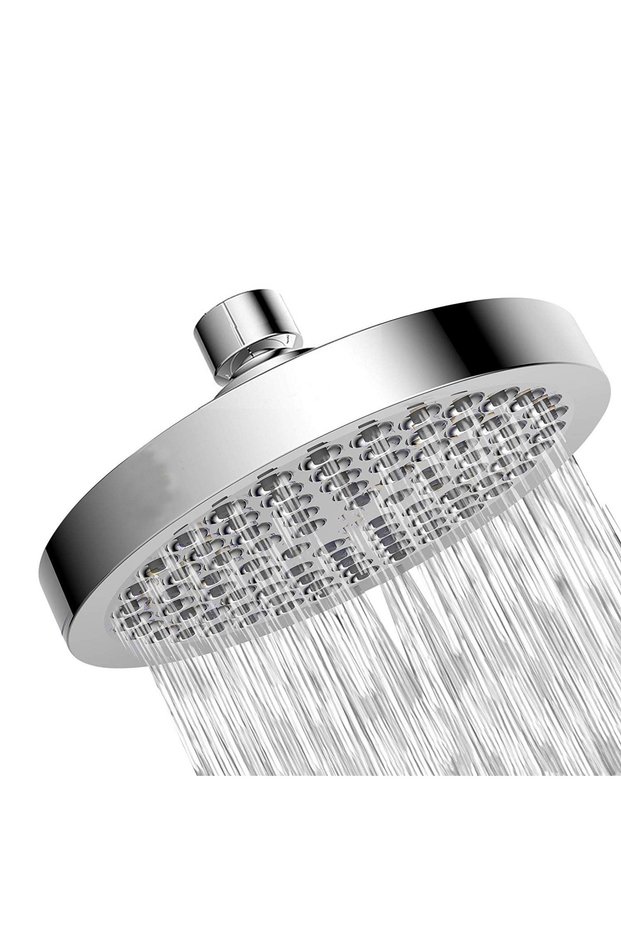 Silver 6 Inch Round Booster Shower Set Fully Electroplated Shower Head Home Set Bathroom Extension S