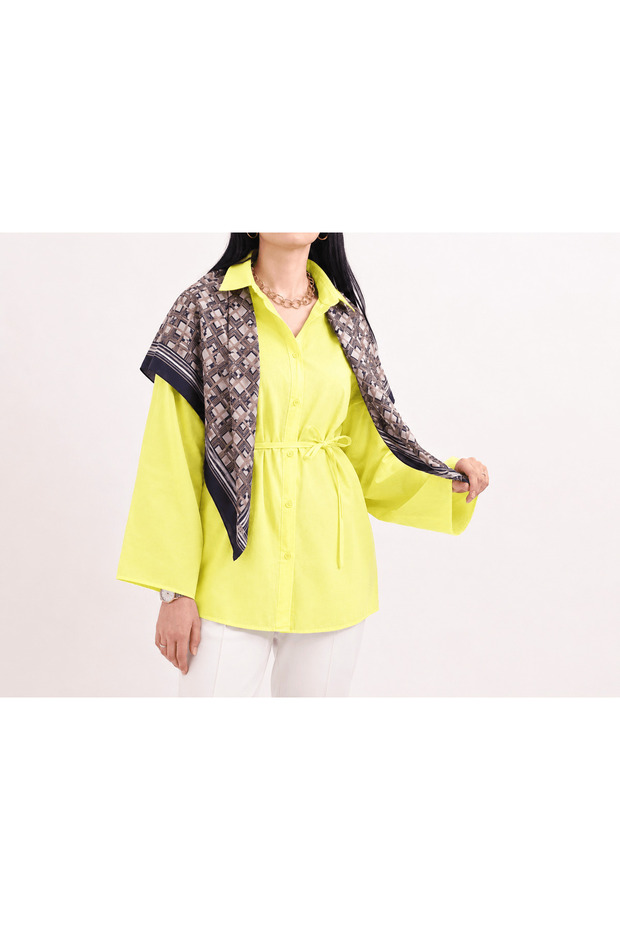Wide Sleeve Tunic Shirt - Hpm - Yellow