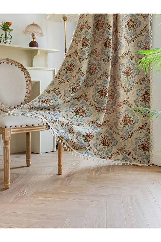 Floral Print Non Black-Out Curtains, 150x240cm