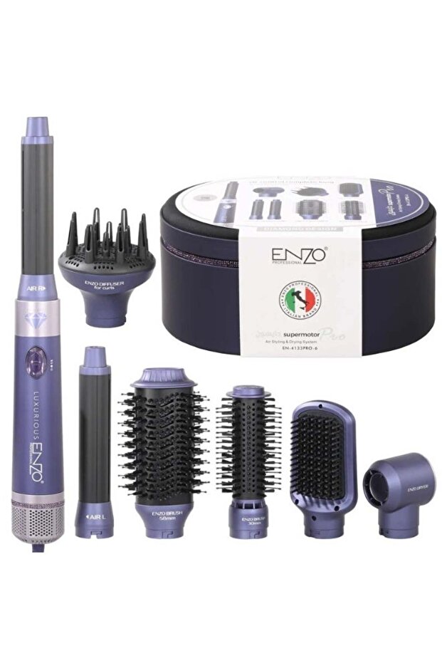 Supermotor Pro Air Styling & Drying System, 7-in-1 Multi-Function Hair Styler, EN-4133PRO-2, Pink