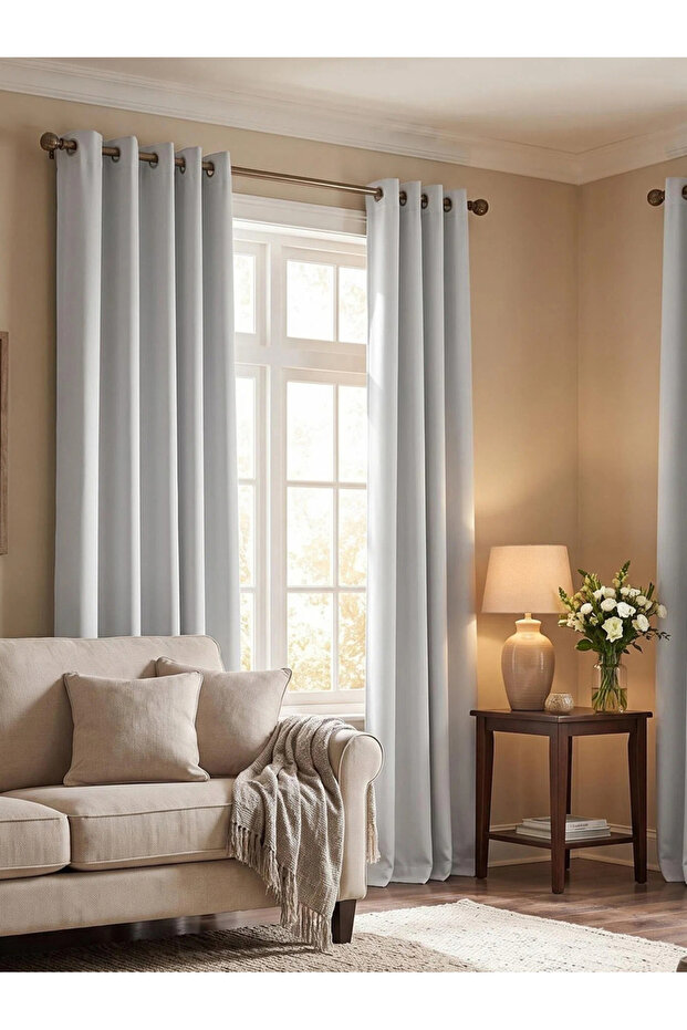1-Piece Plain Black-Out Curtains, 132x274cm/40, Off White