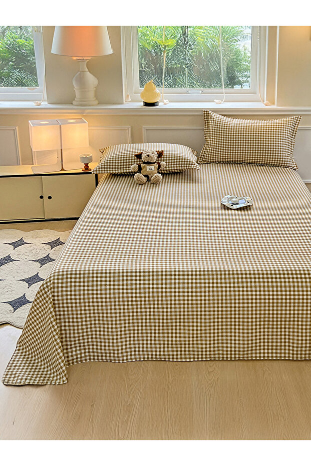 Pack of 3 - Polyester Flat Sheets - 150cmx230cm, Beige