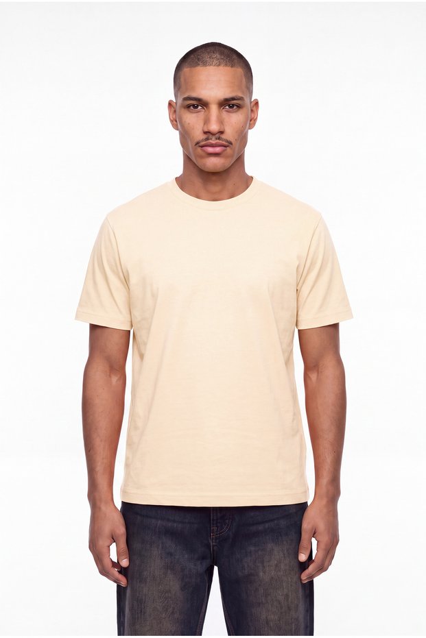 Men's Basic Relaxed Thin Cotton T-Shirt Light Yellow