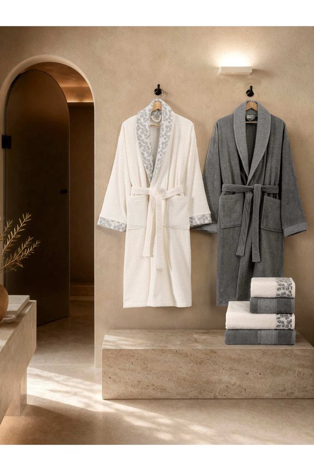 Riga 6-Piece Jacquard Cotton Bathrobe Set