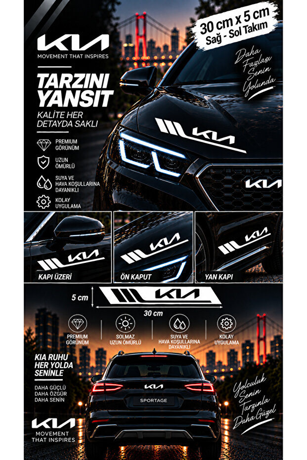 Kia Compatible Sport Body Stripe Sticker Right Left Side Door Fender Sticker 2 Pieces