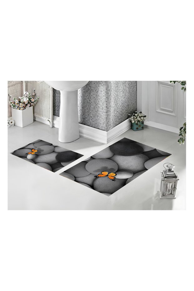 Bathroom Mat Set, Non-Slip Base, Soft Texture, Stylish and Decorative, 2-Piece Digital Printed