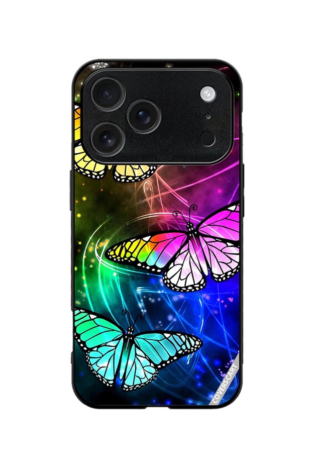 Protective Case Cover for Apple iPhone 18 Pro Rainbow Color Butterflies Design Multicolor
