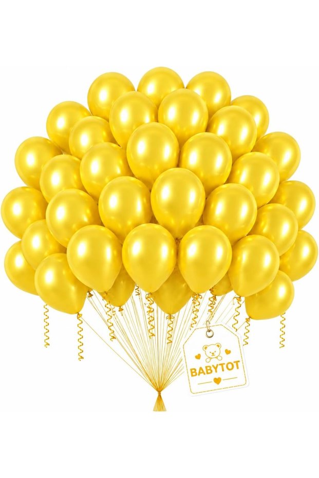 20PCS Metallic Helium Balloons 12 Inch | Premium Latex Party Balloons 2.8g Thick | Birthday, Baby Shower, Wedding Decoration Balloons | Assorted Colors (Yellow)