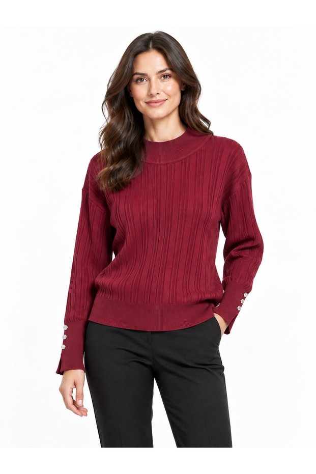 Button Detailed Ribbed Yarm Fisherman's Knitwear Sweater Trk16