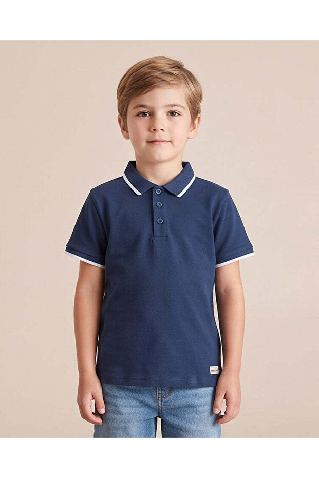 Boys Navy Plain Polo Shirt