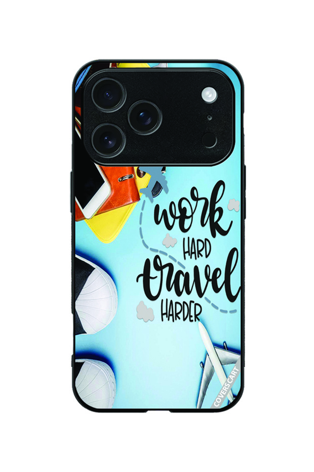 Protective Case Cover for Apple iPhone 18 Pro Work Hard Travel Harder Design Multicolor