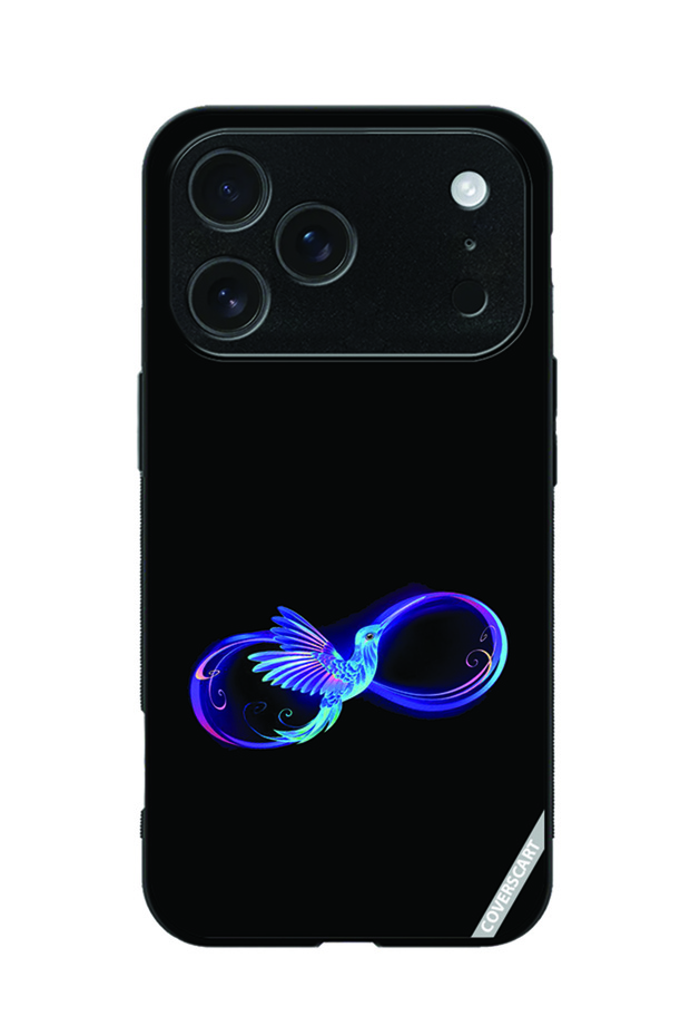 Protective Case Cover for Apple iPhone 18 Pro Max Infinity Blue Bird Design Black