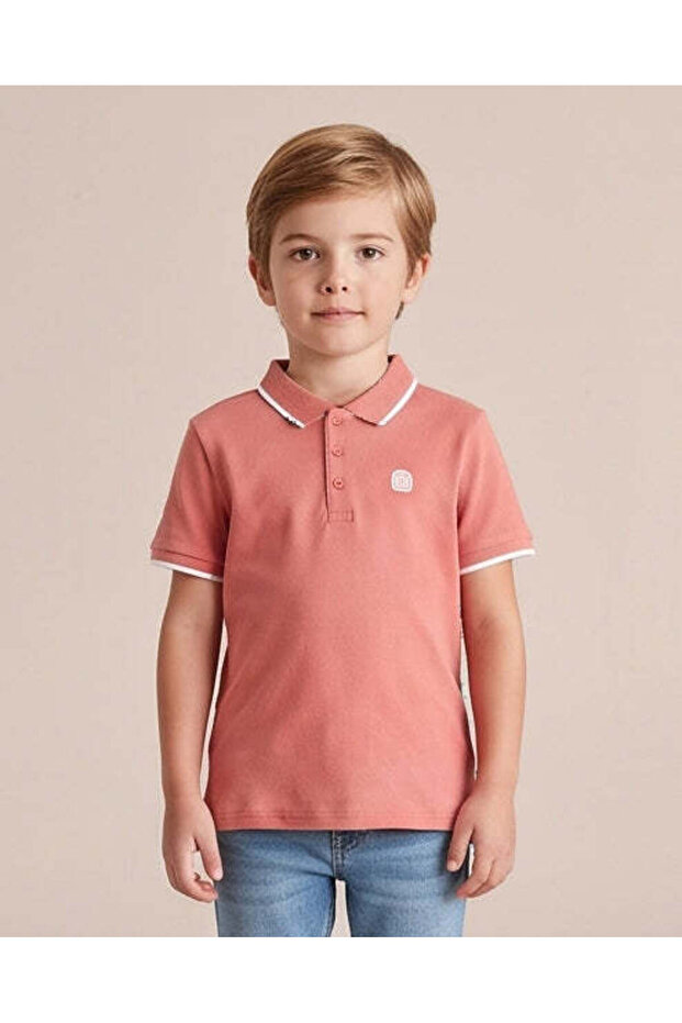Boys Pink Plain Polo Shirt