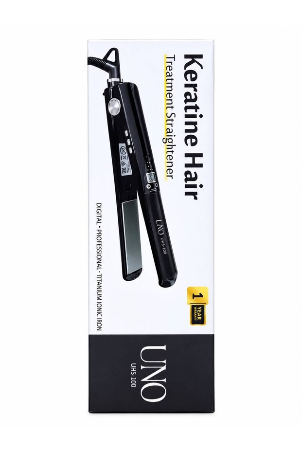 UHS-100 Titanium Ionic Hair Straightener – Digital Keratin Treatment Flat Iron, Adjustable Temperature 140–470°F, Professional Use