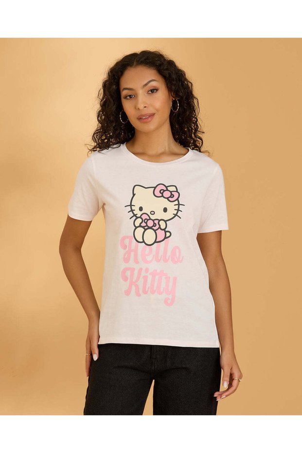 Women Pink Hello Kitty Graphic T-Shirt