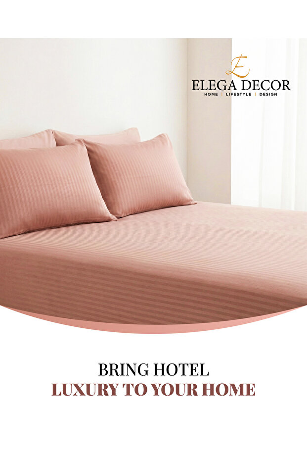 210TC Cotton Satin Single Strpies Bed Sheet Set 2PC | Soft Breathable Satin Flat Sheet 180x260 cm | 1 pillowcase 50x75 cm | OEKO-TEX & ECAS Certified