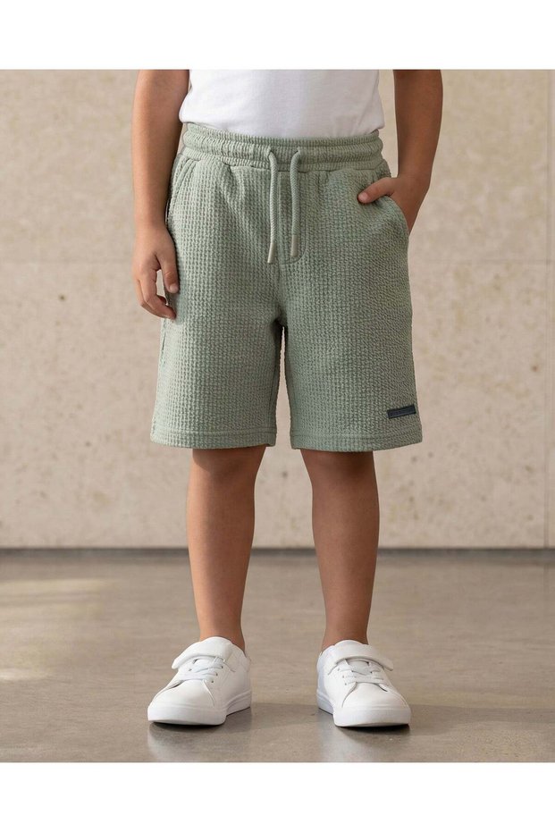 Boys Olive Seearsucker Shorts