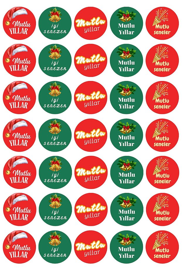 New Year's Stickers, Mixed Happy New Year Set, 700 Pieces (20 Sheets - Printed on Coated Paper.)