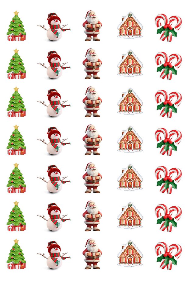 New Year Stickers, Santa Claus and Christmas Figures, 700 Pieces (20 Sheets - Printed on Coated Paper.)