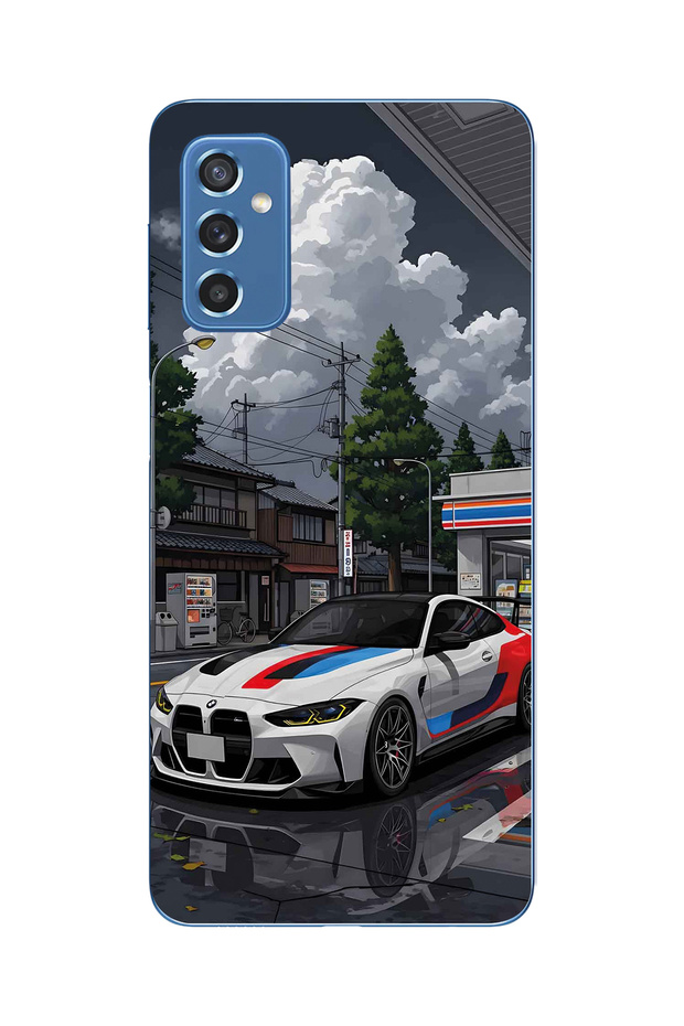 حافظة هاتف شفافة متوافقة مع سامسونج جالاكسي M52 بنمط BMW