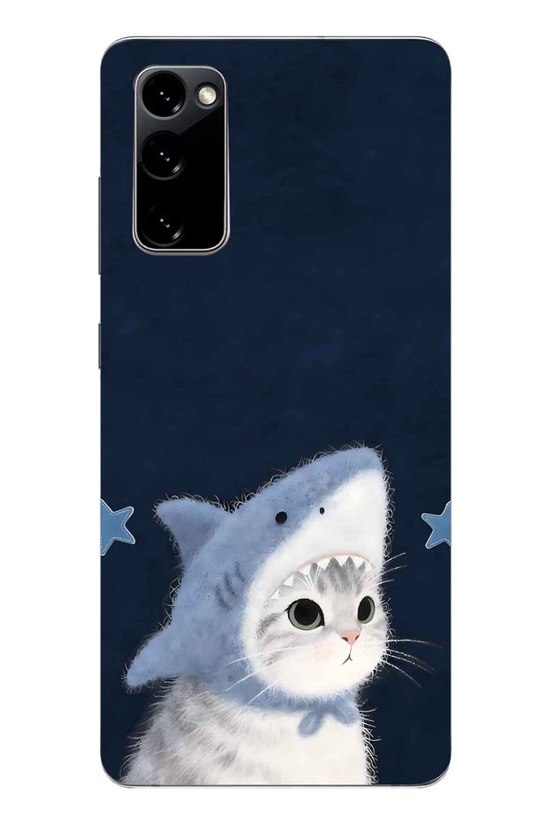 Samsung Galaxy S20 Fe Compatible Shark Costume Cat Pattern Transparent Phone Case