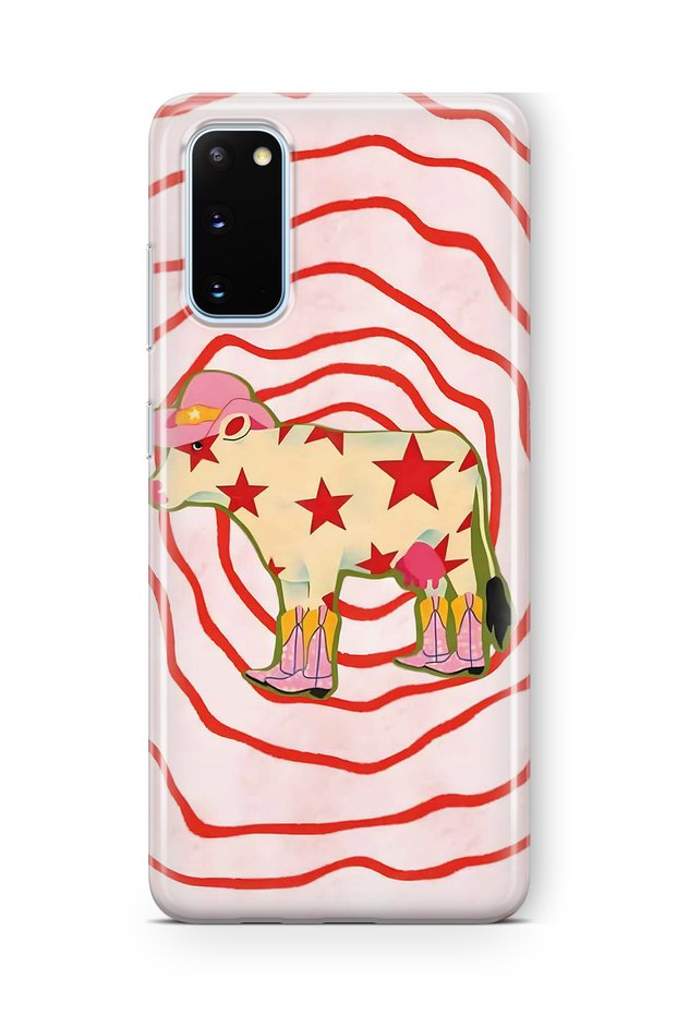 Samsung Galaxy S20 Compatible Cowboy Cow Pattern Transparent Phone Case