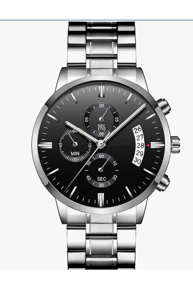 Men's Watch, Multifunction Quartz Watch Waterproof Business Wrist Watch Stainless Steel Band Watch Auto Day Date Function