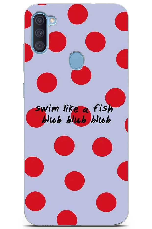 Samsung Galaxy A11 / M11 Compatible Red Polka Dot Pattern Transparent Phone Case