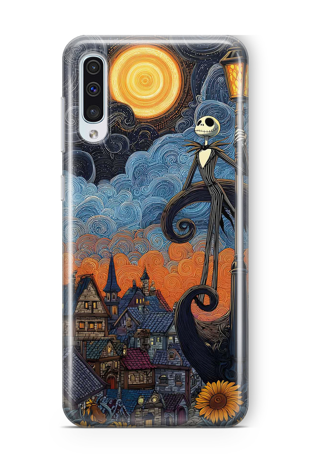 Samsung Galaxy A50 / A30S Compatible Jack Skellington Patterned Transparent Phone Case