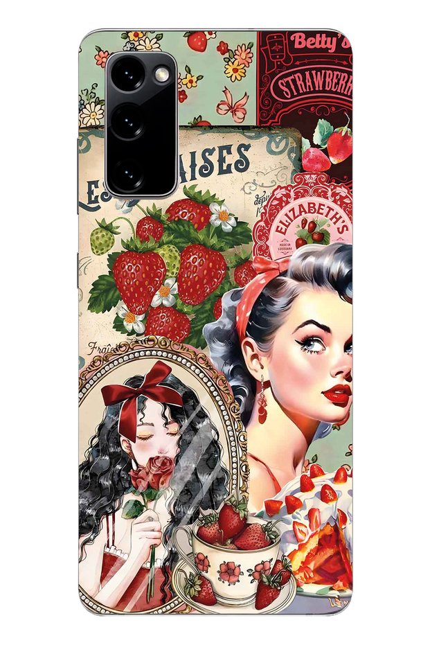 Samsung Galaxy S20 Fe Compatible Retro Women's Collage Pattern Transparent Phone Case