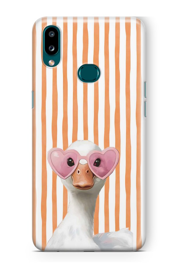 Samsung Galaxy A10S Compatible Transparent Phone Case with Heart and Glasses Duck Pattern