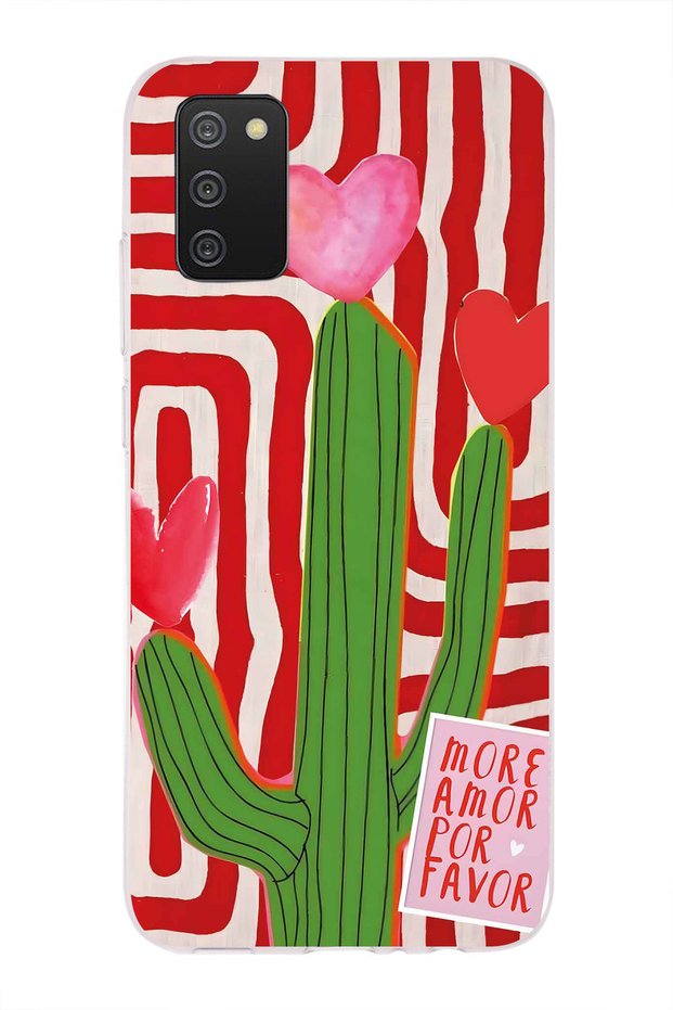 Samsung Galaxy A02S Compatible Cactus Patterned Transparent Phone Case