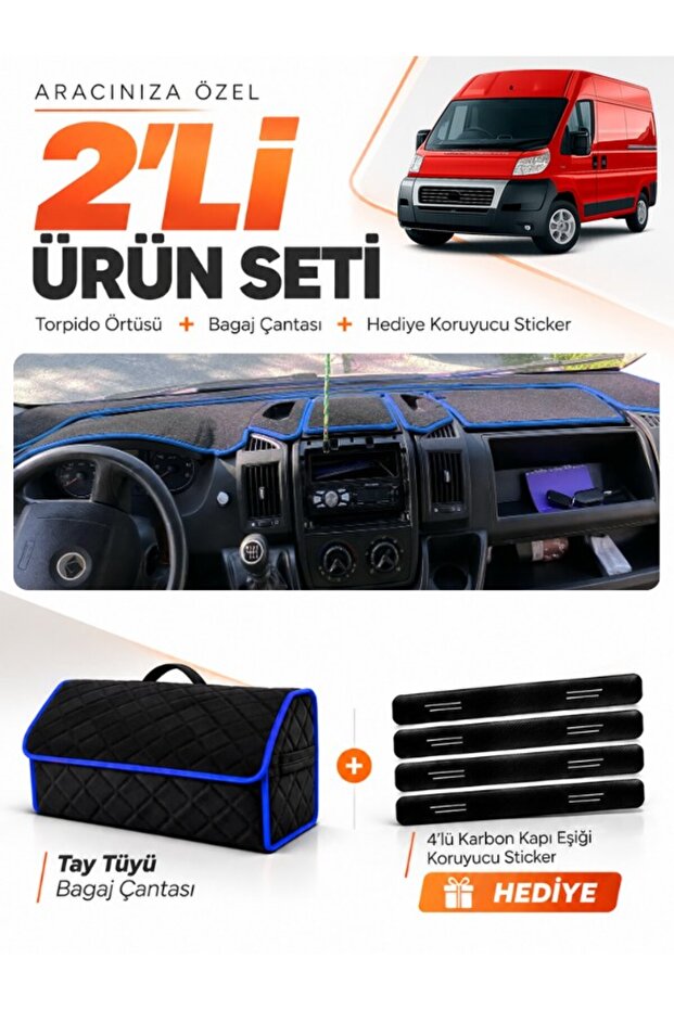 Fiat Ducato (2006-2014) X250 Compatible Dashboard Cover + Tay Feather Luggage Bag + Sticker Set - Fi010