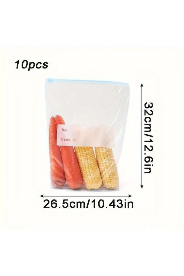 l 10pcs Leak Proof Freezer Bag with Zipper Lock - Reusable, Fresh-Keeping and Sealed Food Storage Ba