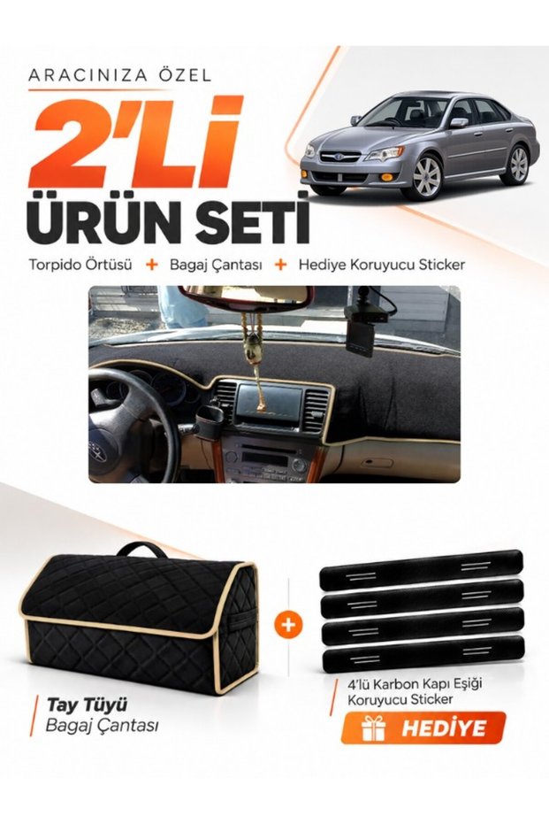 Dashboard Cover + Thai Feather Trunk Bag + Sticker Set Subaru Legacy (2003-2009) Compatible Su005