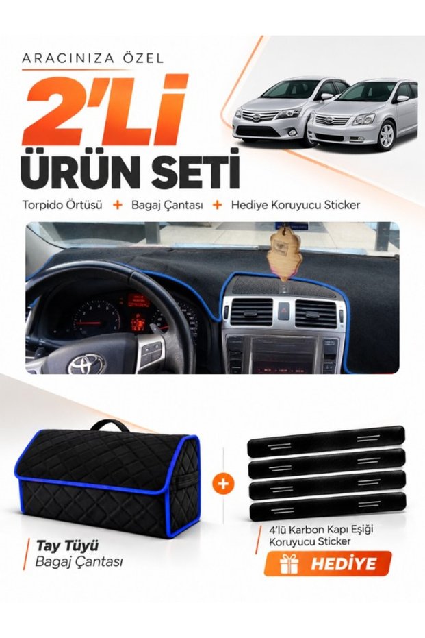 Toyota Avensis T270 (2009-2015) Compatible Glove Box Cover + Tay Tüy Luggage Bag Set - To004