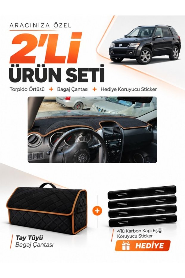 Suzuki Grand Vitara (2006-2012) Compatible Glove Box Cover + Tay Tüy Luggage Bag Set - Sz005